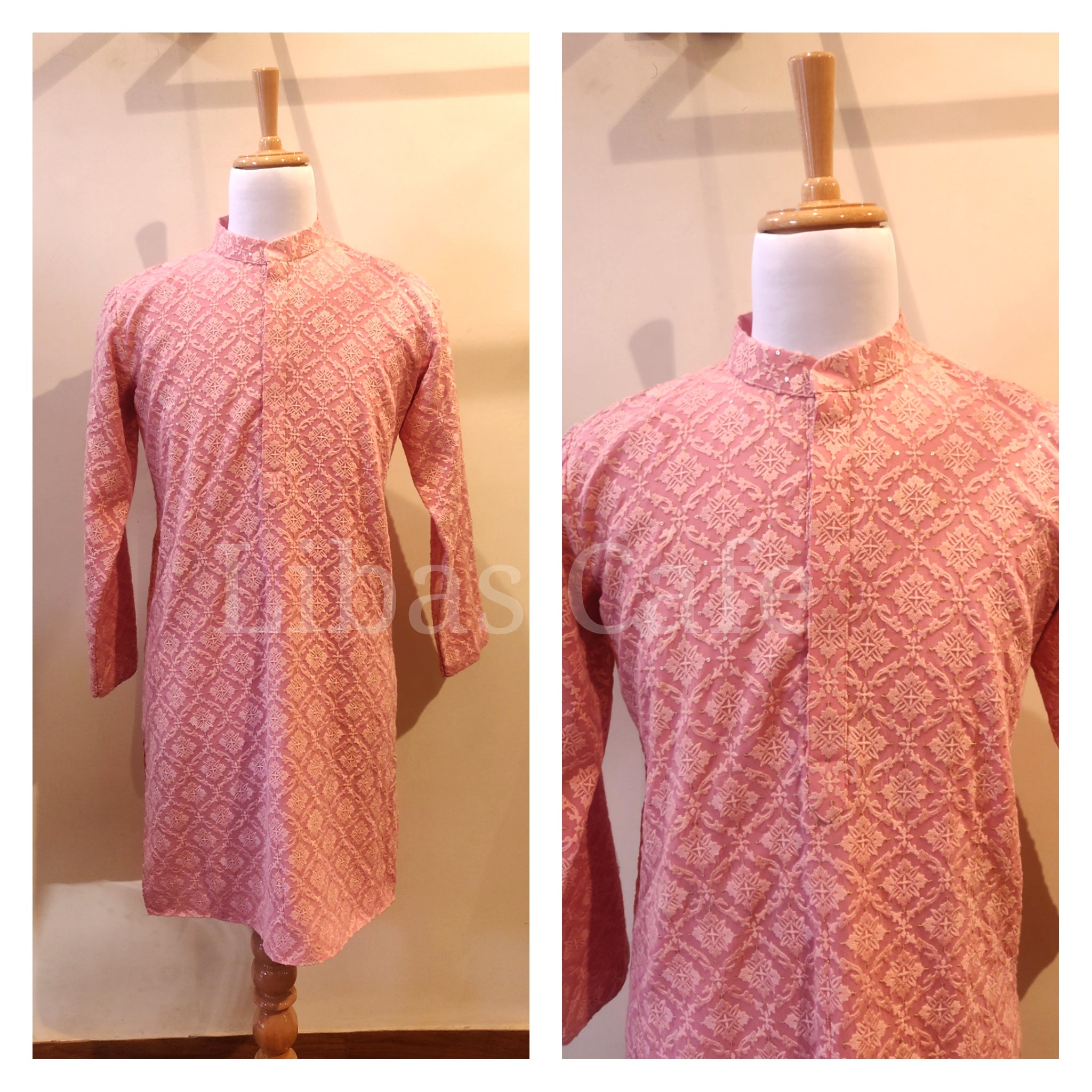 Dusty Peach Lakhnavi Kurta